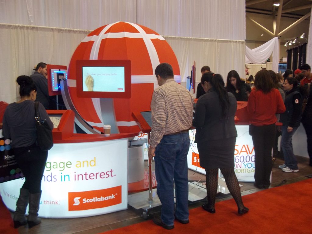 Scotiabank event booth with interactive stations
