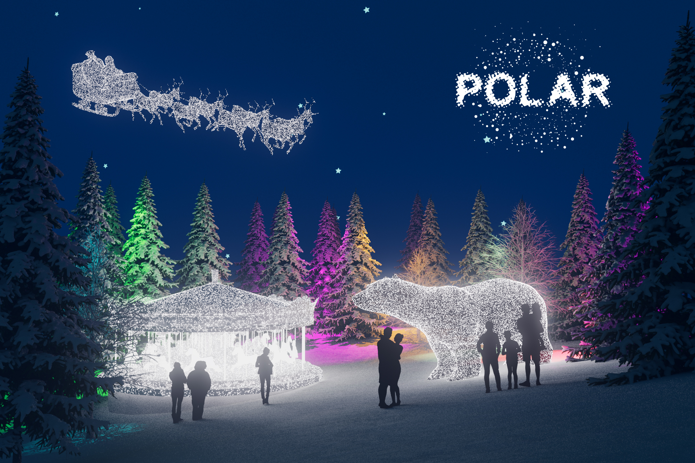 Polar bear winter light installation concept