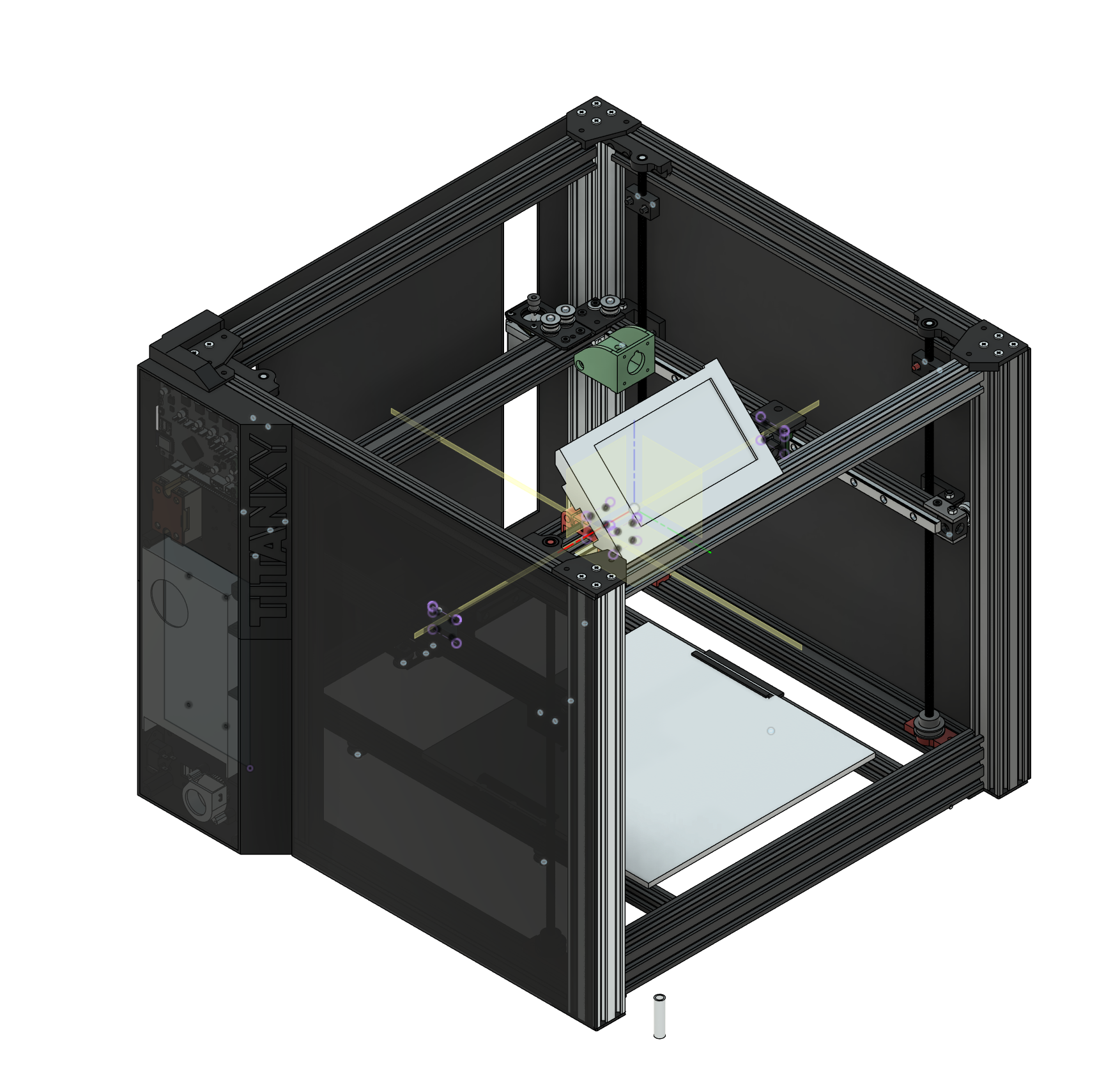 CAD model of a custom enclosed 3D printer
