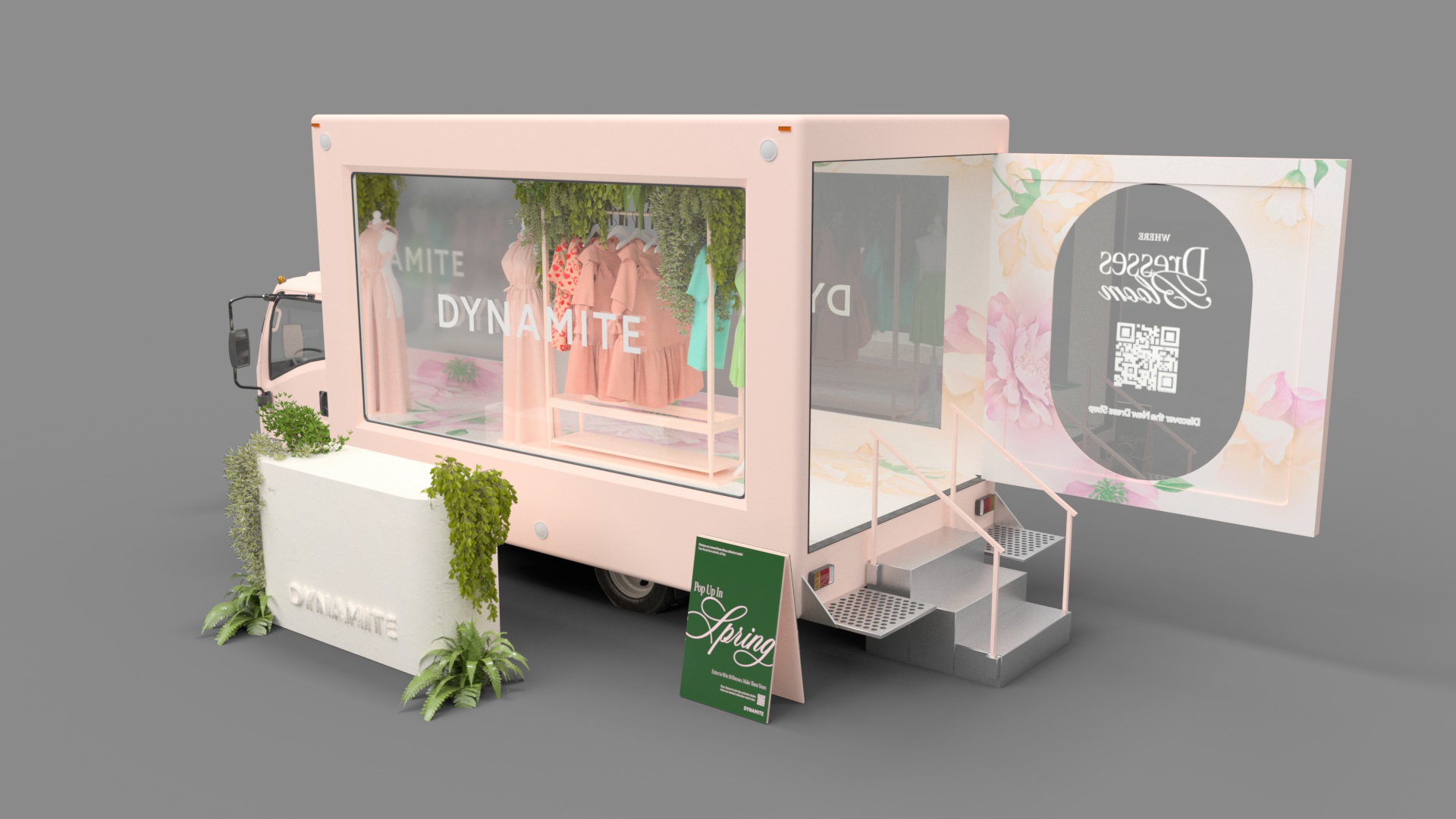 Dynamite floral truck pop-up concept