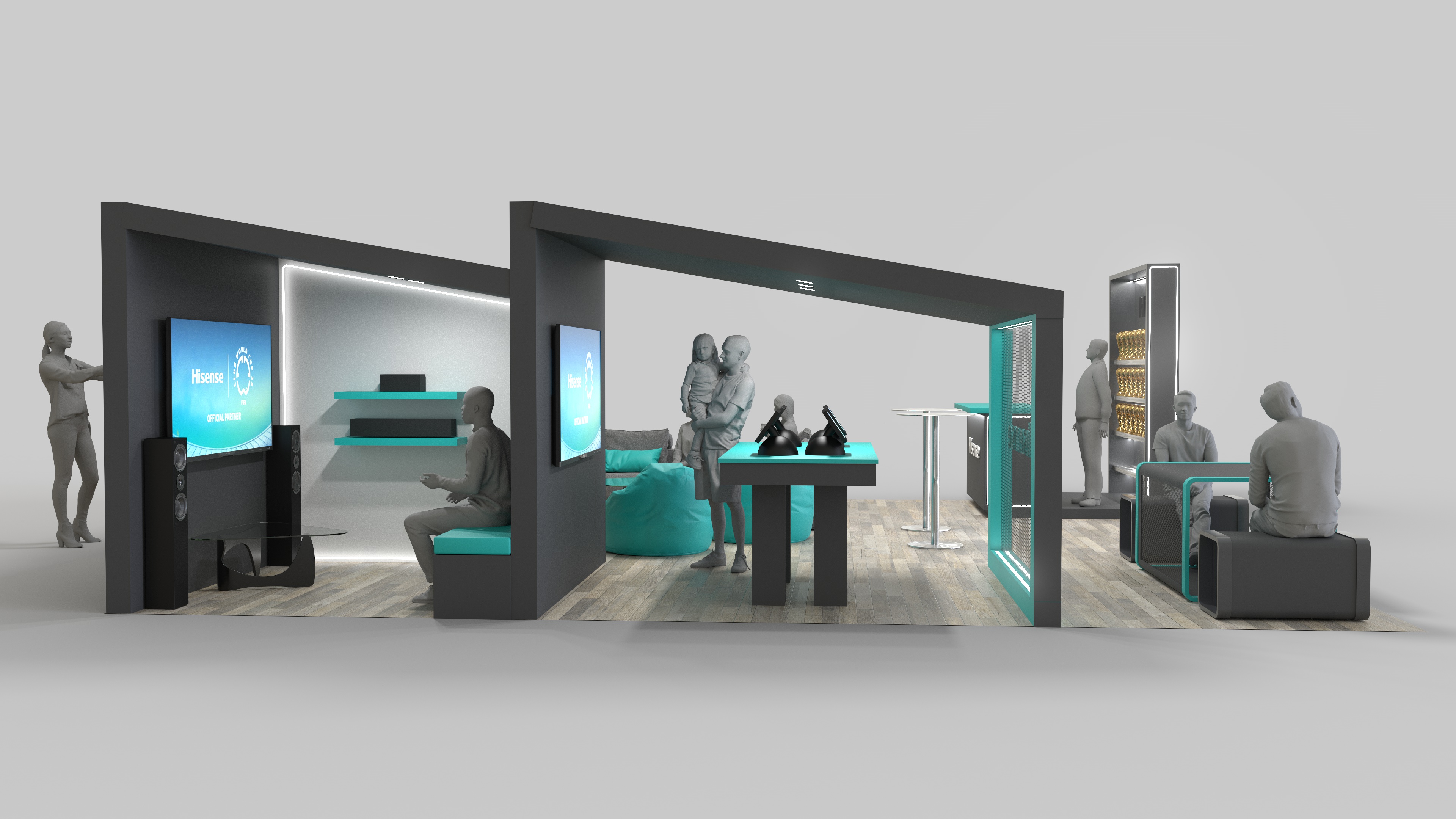 Hisense branded home entertainment booth concept