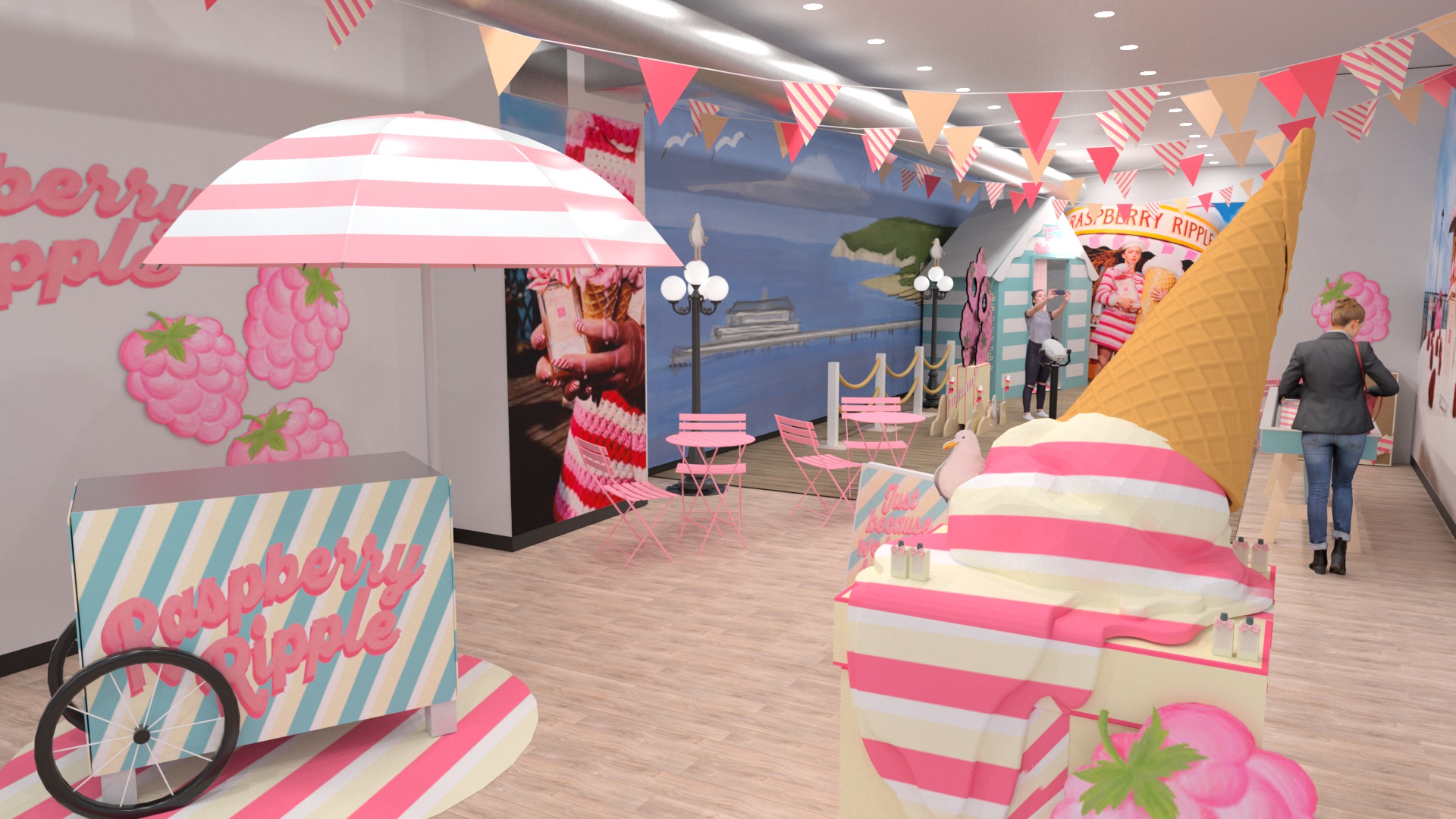 Raspberry Ripple themed retail environment concept