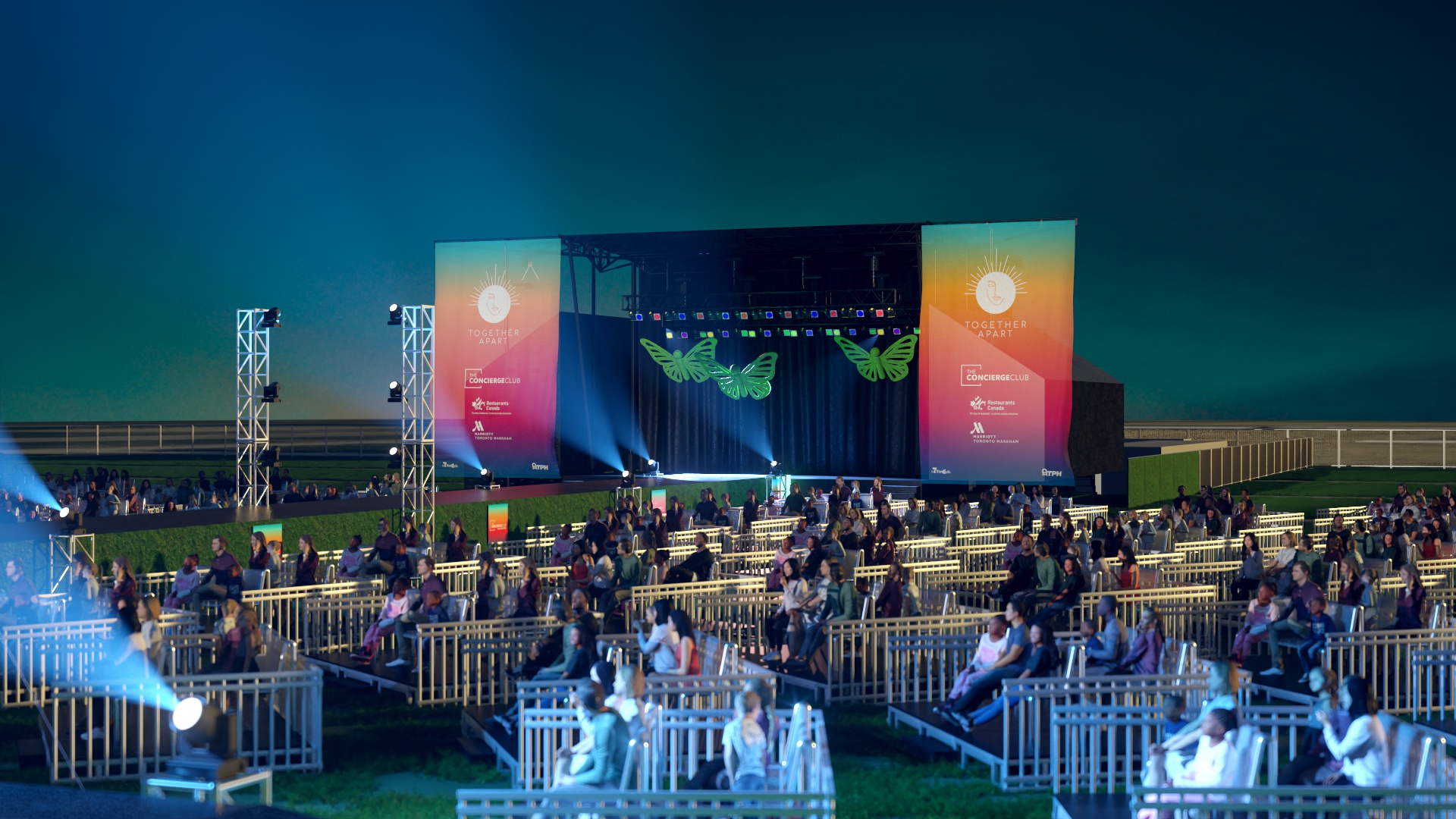 Outdoor stage and audience 3D visualization