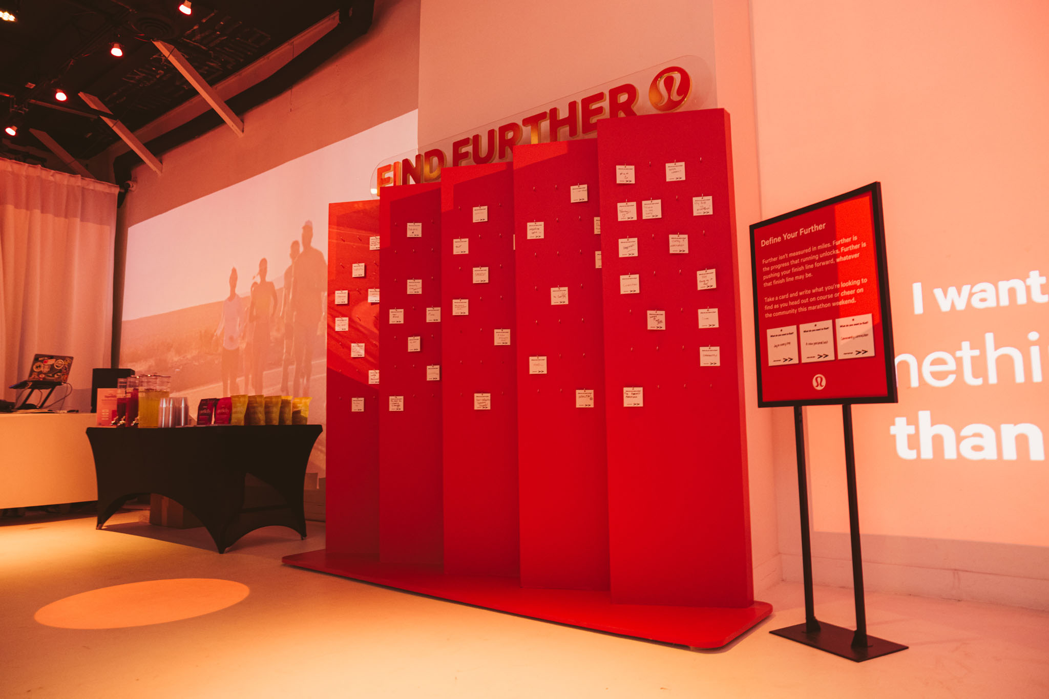 Lululemon Find Further red interactive wall