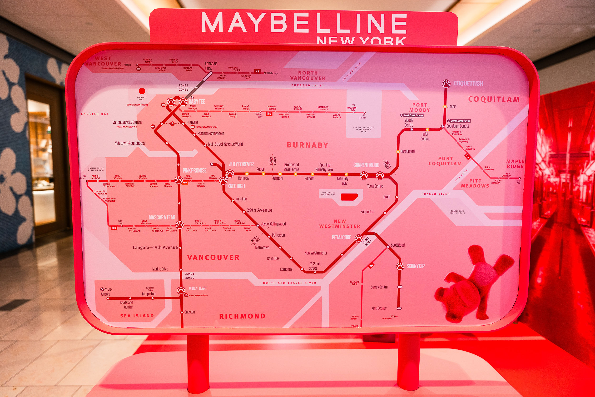 Maybelline pink transit map display