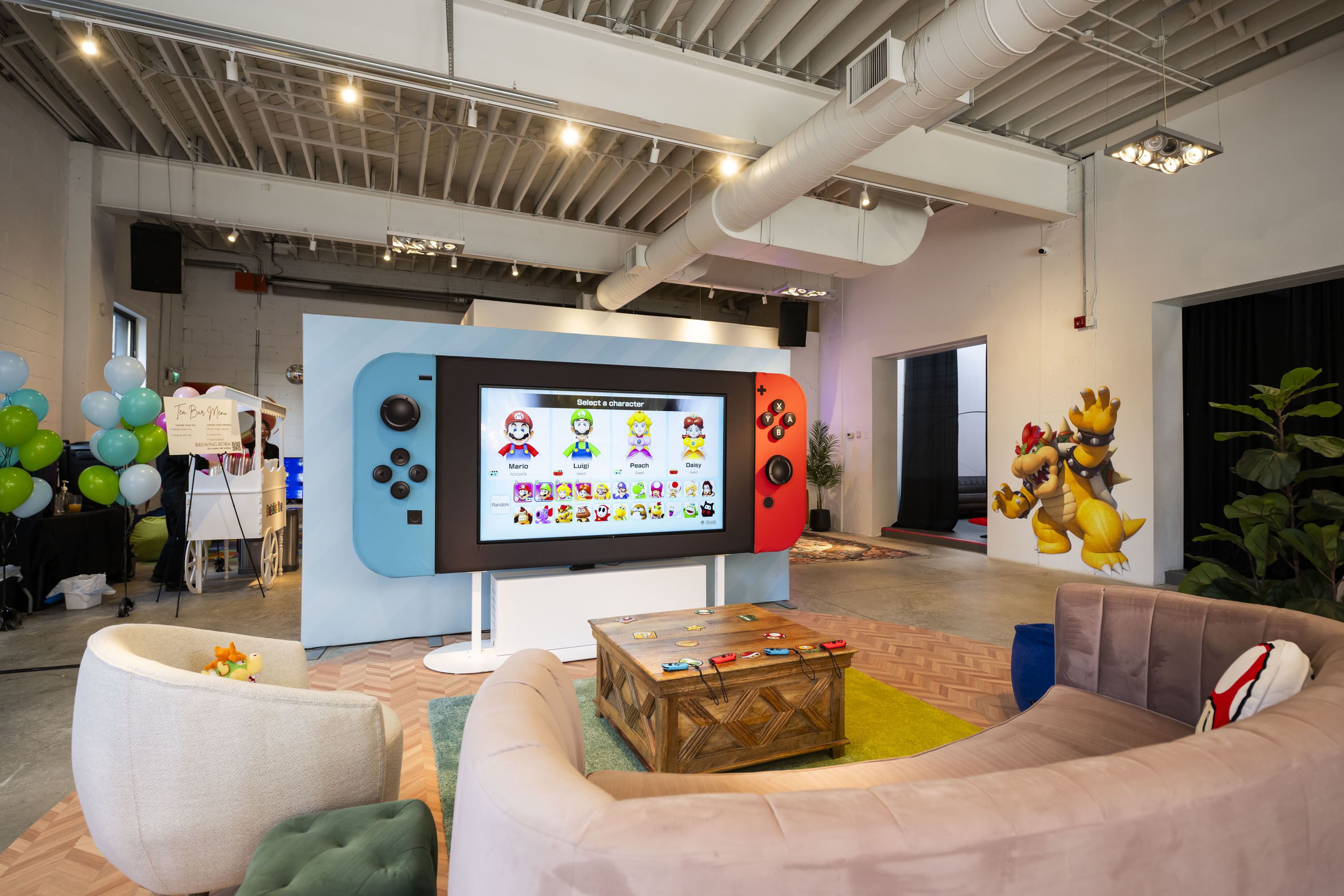 Nintendo Switch Play Date lounge installation