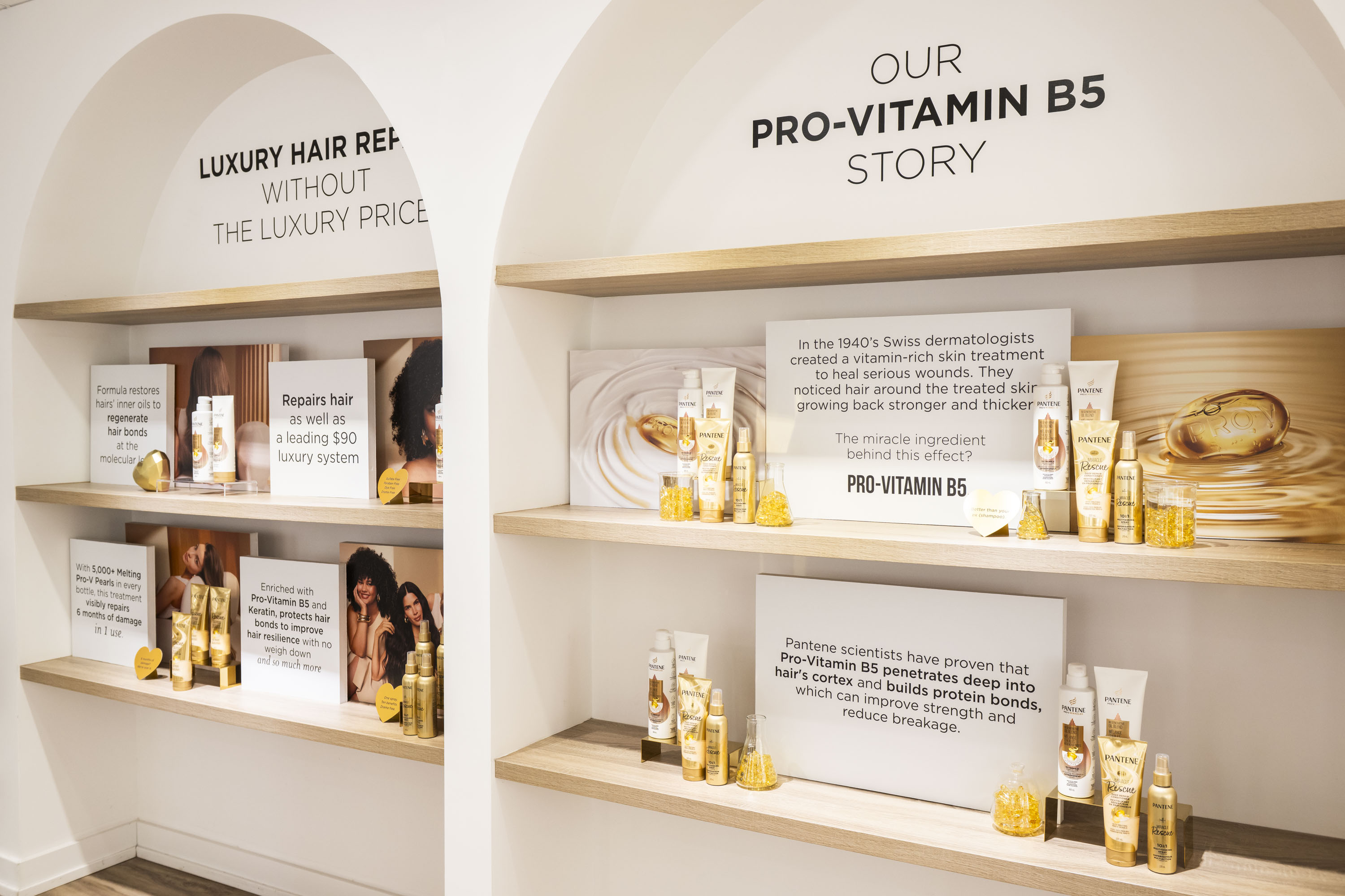 Pantene product story shelf display