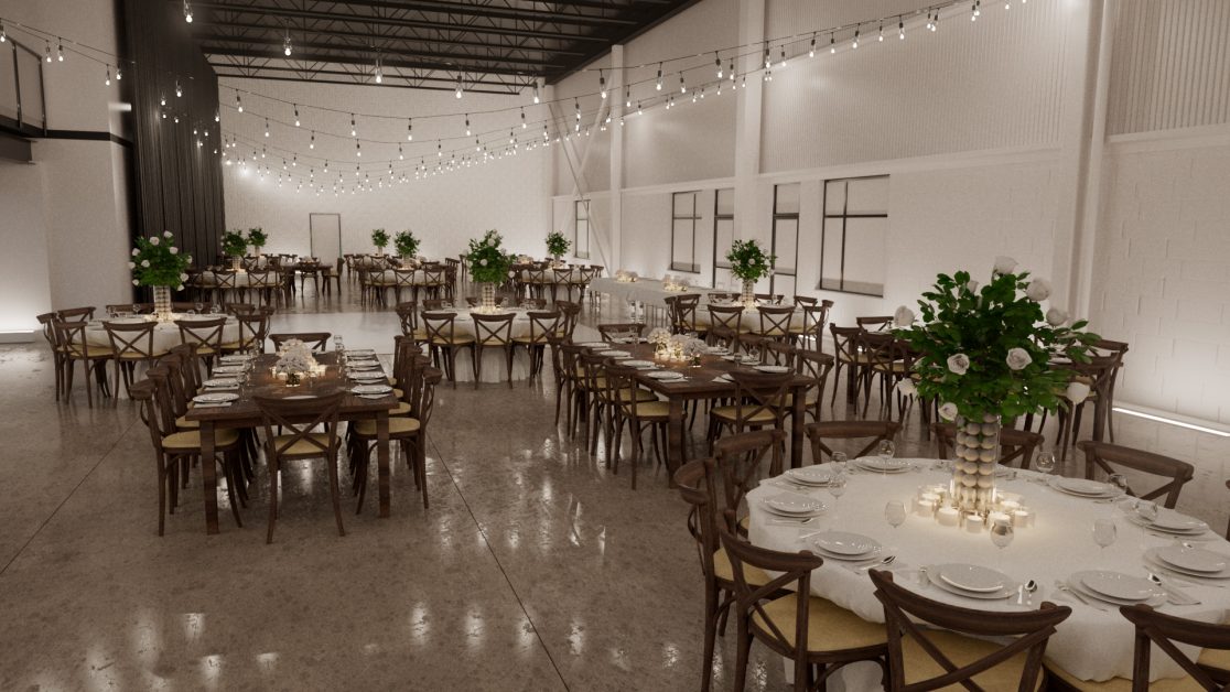 Warehouse event interior 3D visualization
