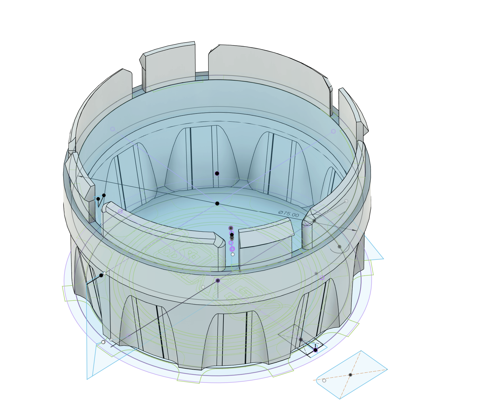 Detailed CAD model of a circular architectural cap
