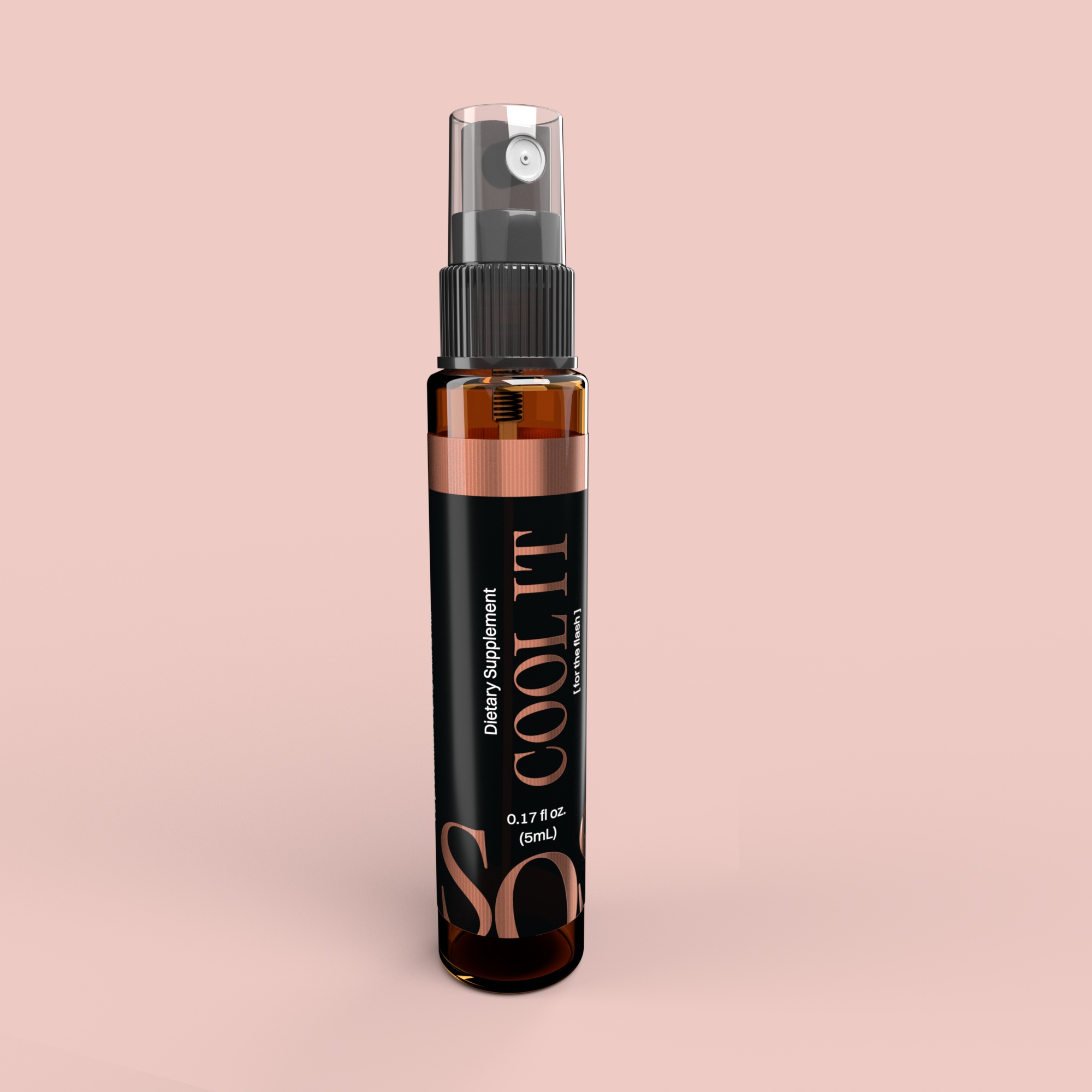 3D product rendering of a Cool It supplement spray bottle