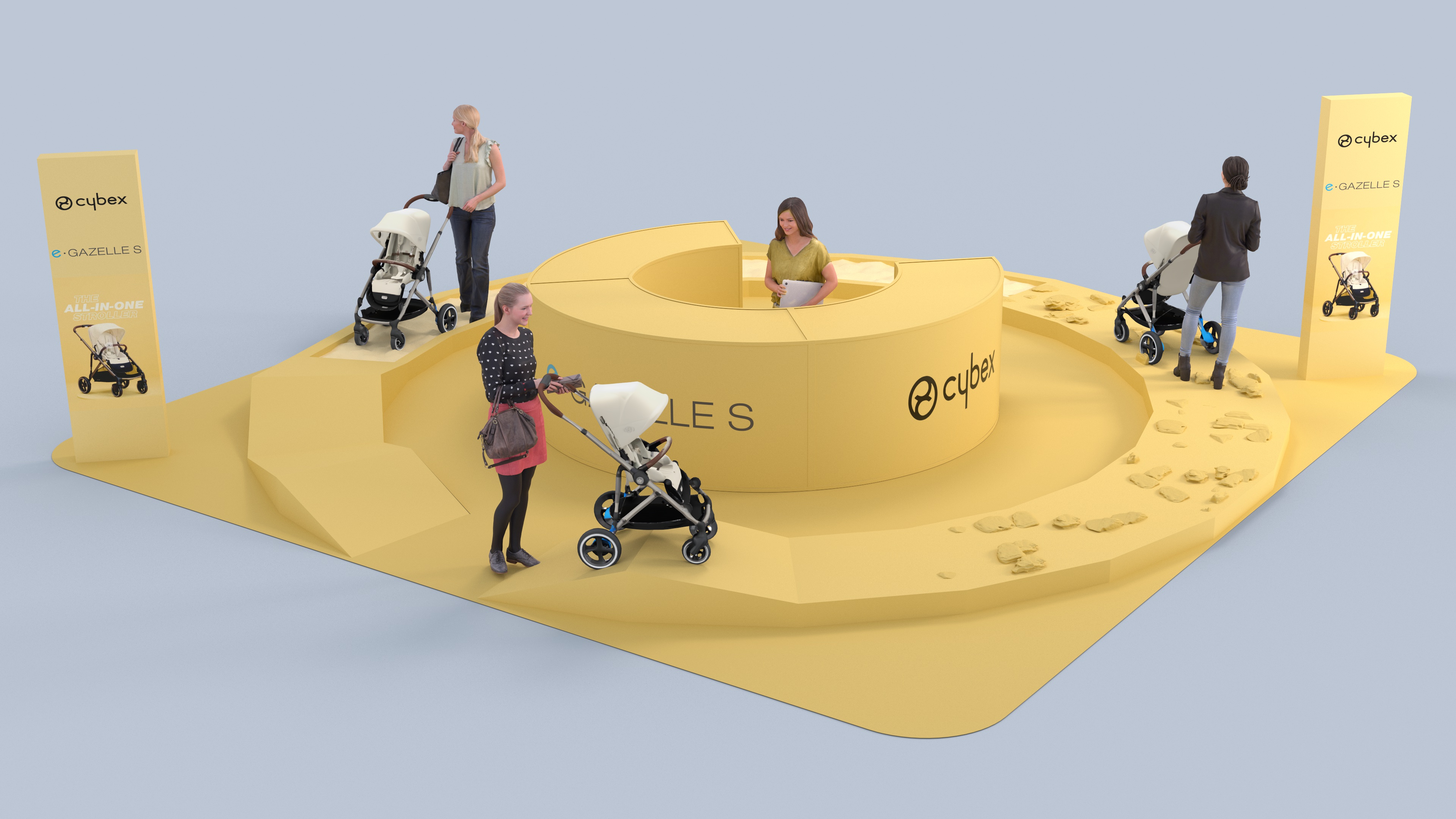 3D concept for a Cybex e-Gazelle stroller activation