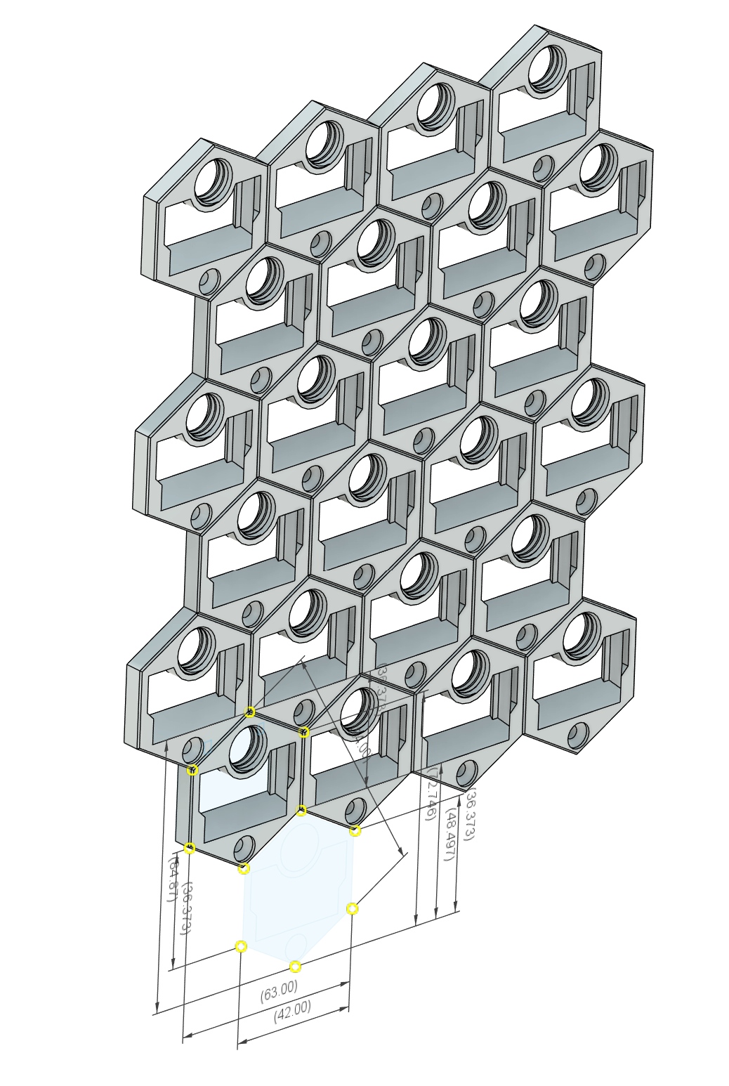 CAD model of a repeating modular display system
