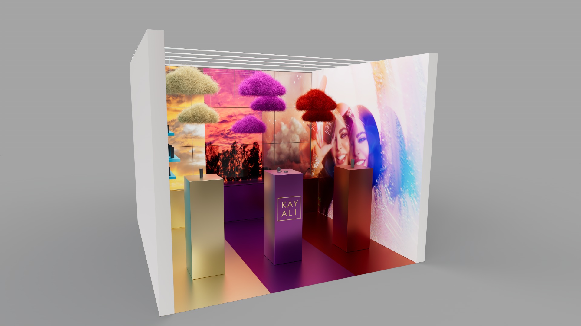 Colourful Kayali fragrance booth concept