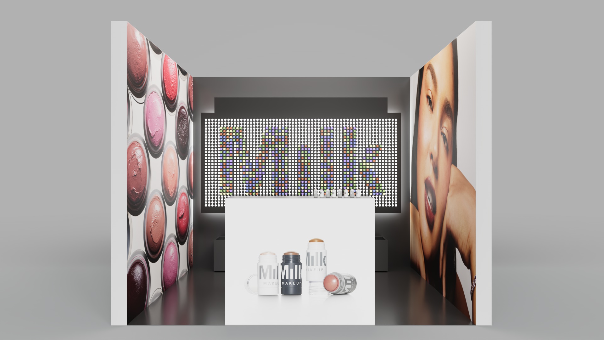 Milk Makeup colour cosmetics booth concept