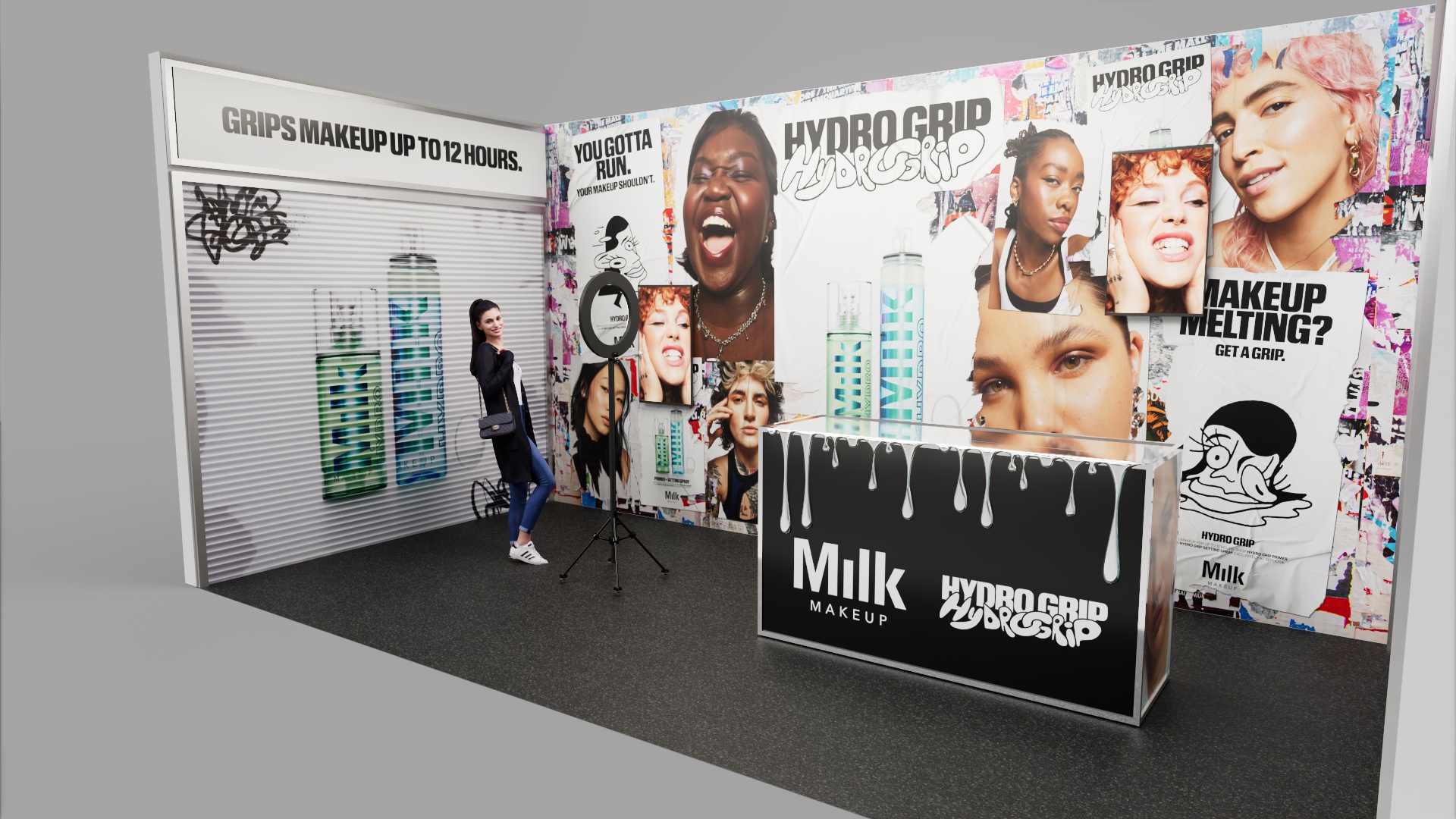 Milk Makeup Hydro Grip booth concept