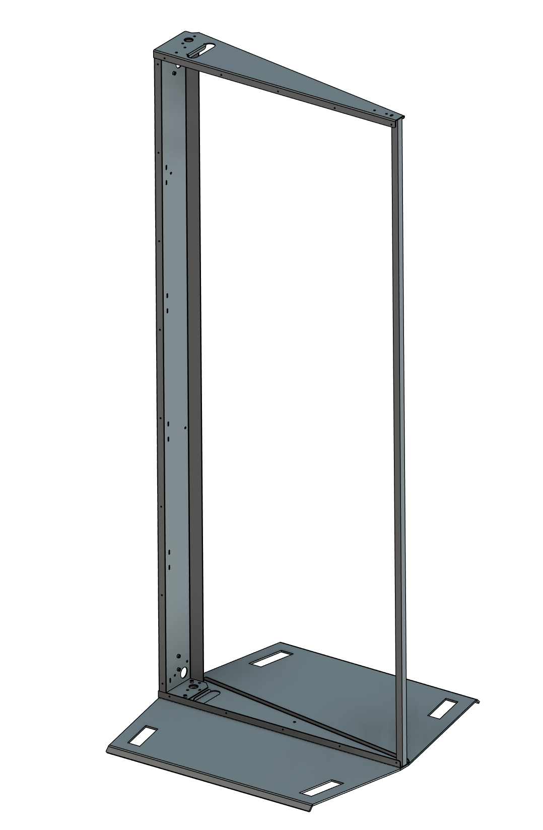 CAD model of a freestanding metal flag display frame
