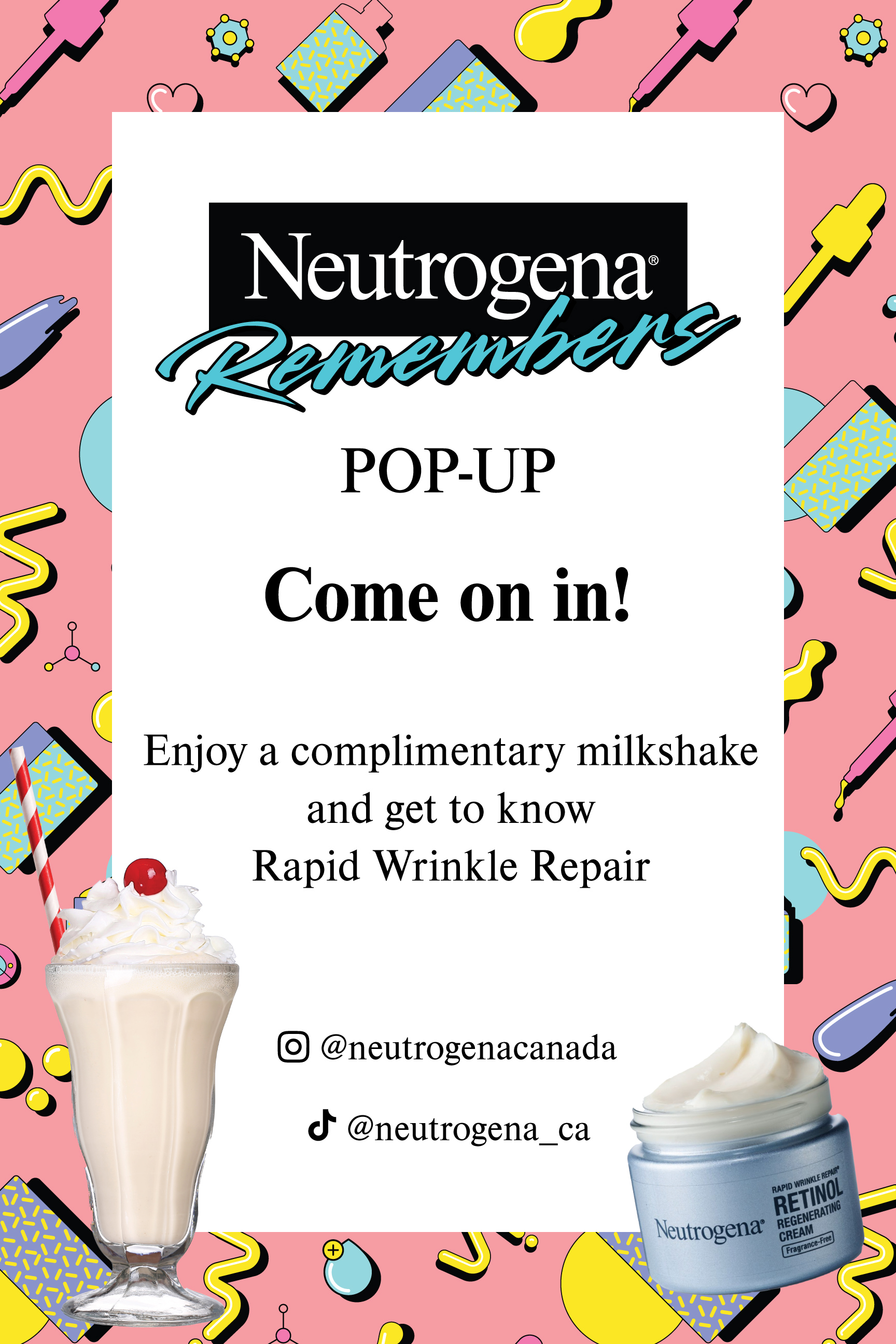 Neutrogena Remembers pop-up A-frame sign design