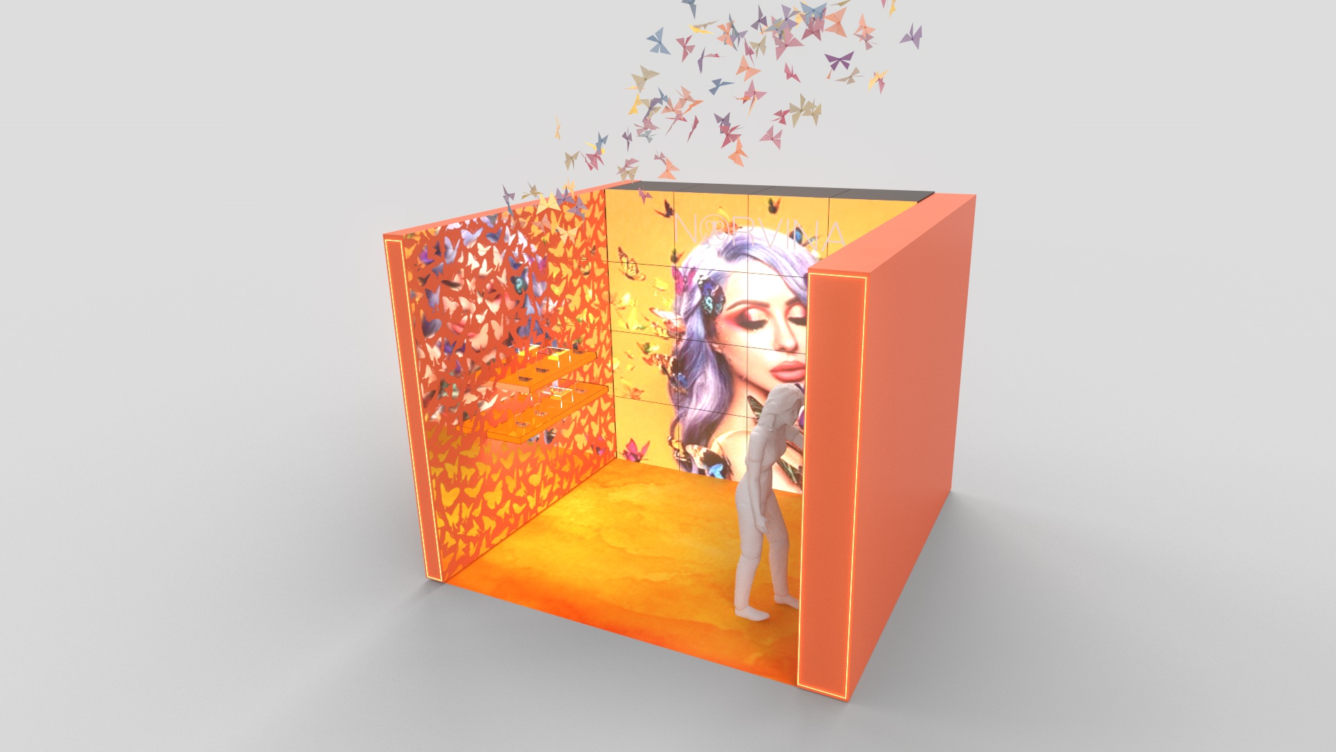 Orange Novina butterfly booth concept