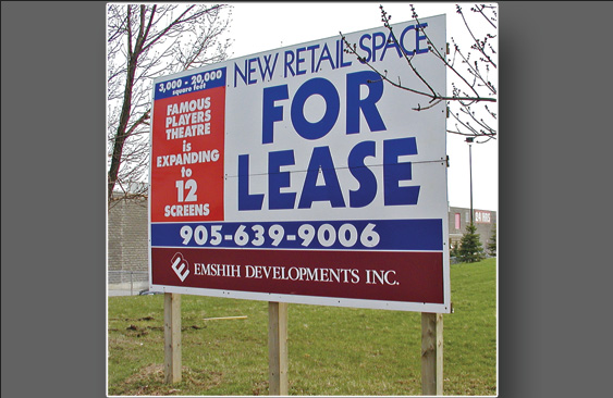 Large outdoor retail space for lease sign