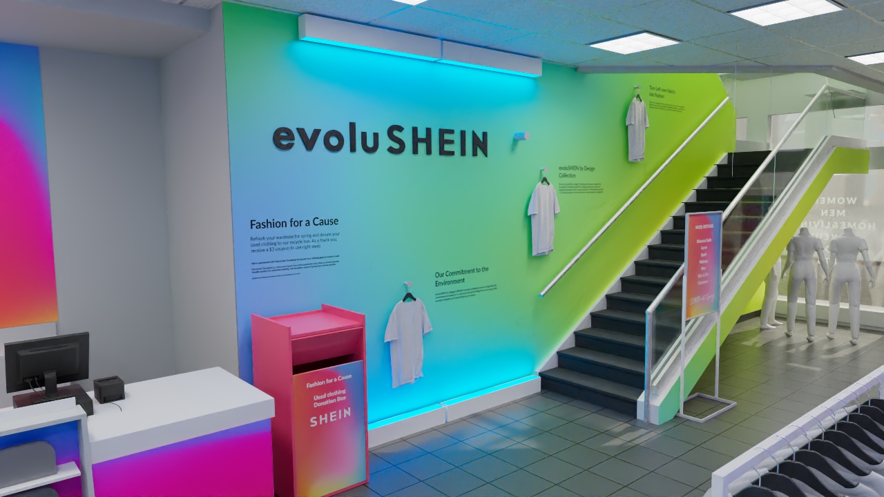 evoluSHEIN sustainability display concept for the Vancouver pop-up