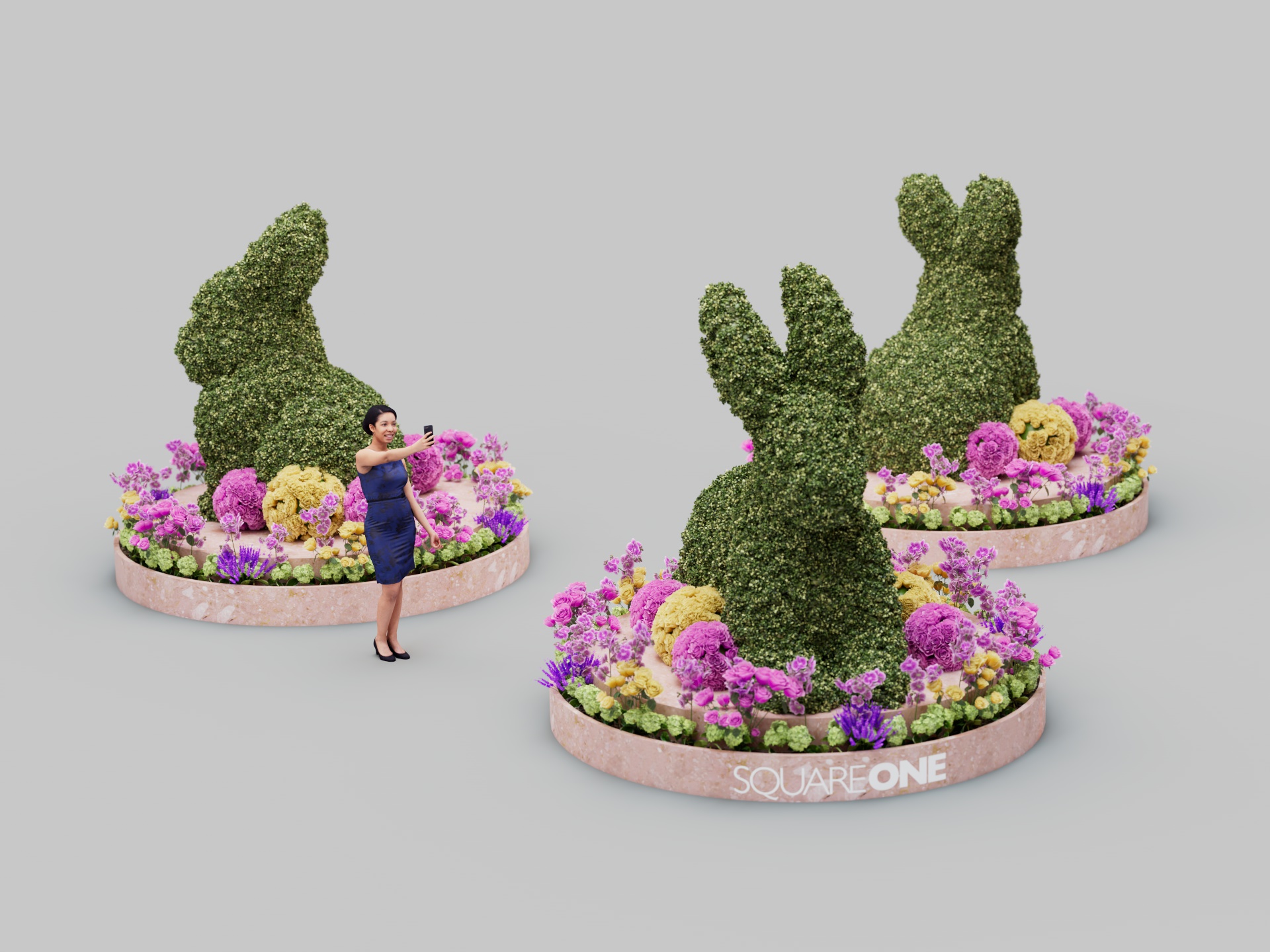 Square One Easter topiary installation concept