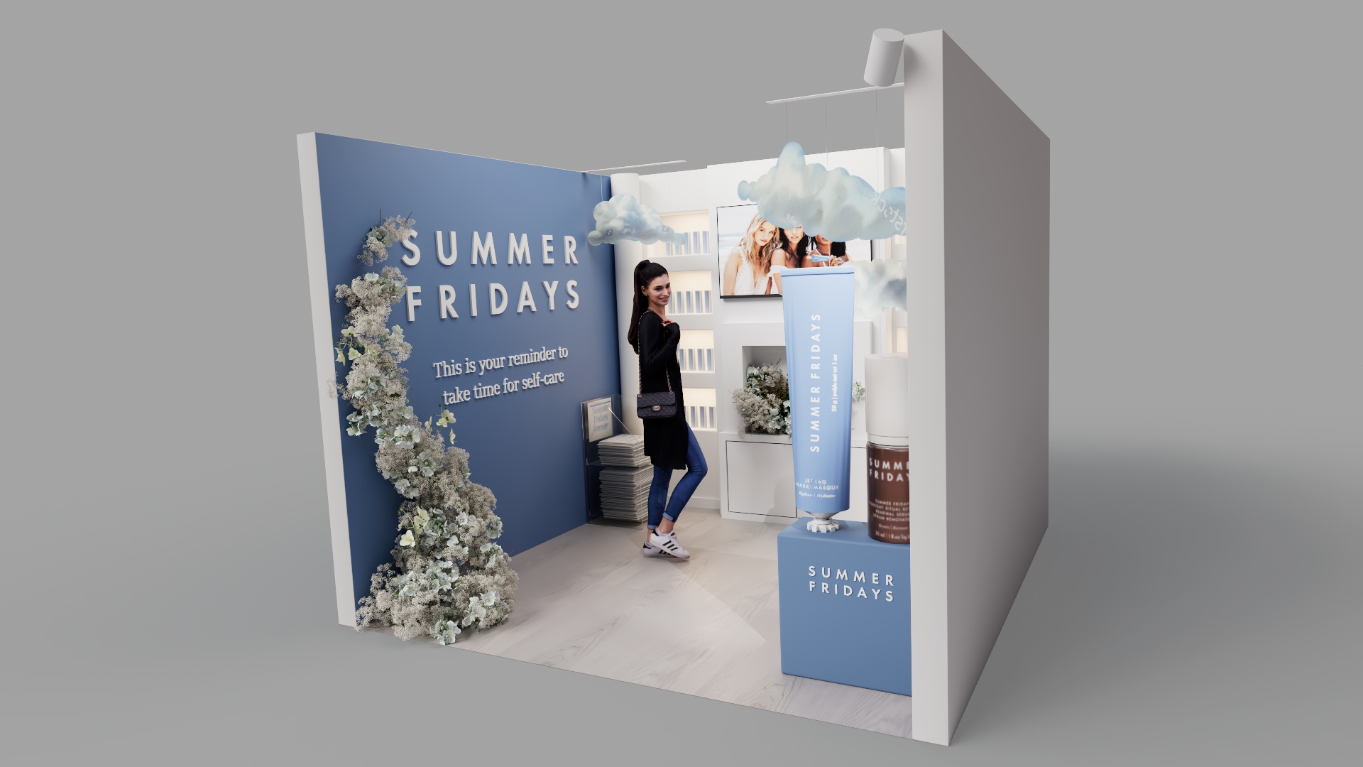 Summer Fridays self-care booth concept