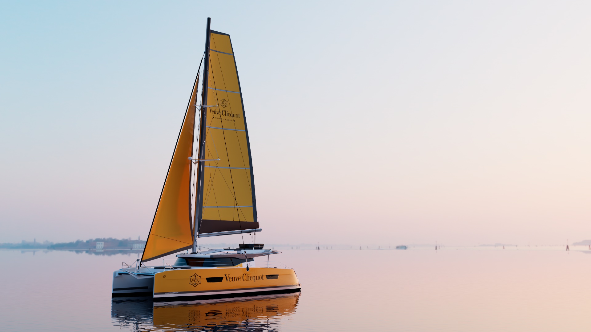Veuve Clicquot branded Saona 50 sailboat