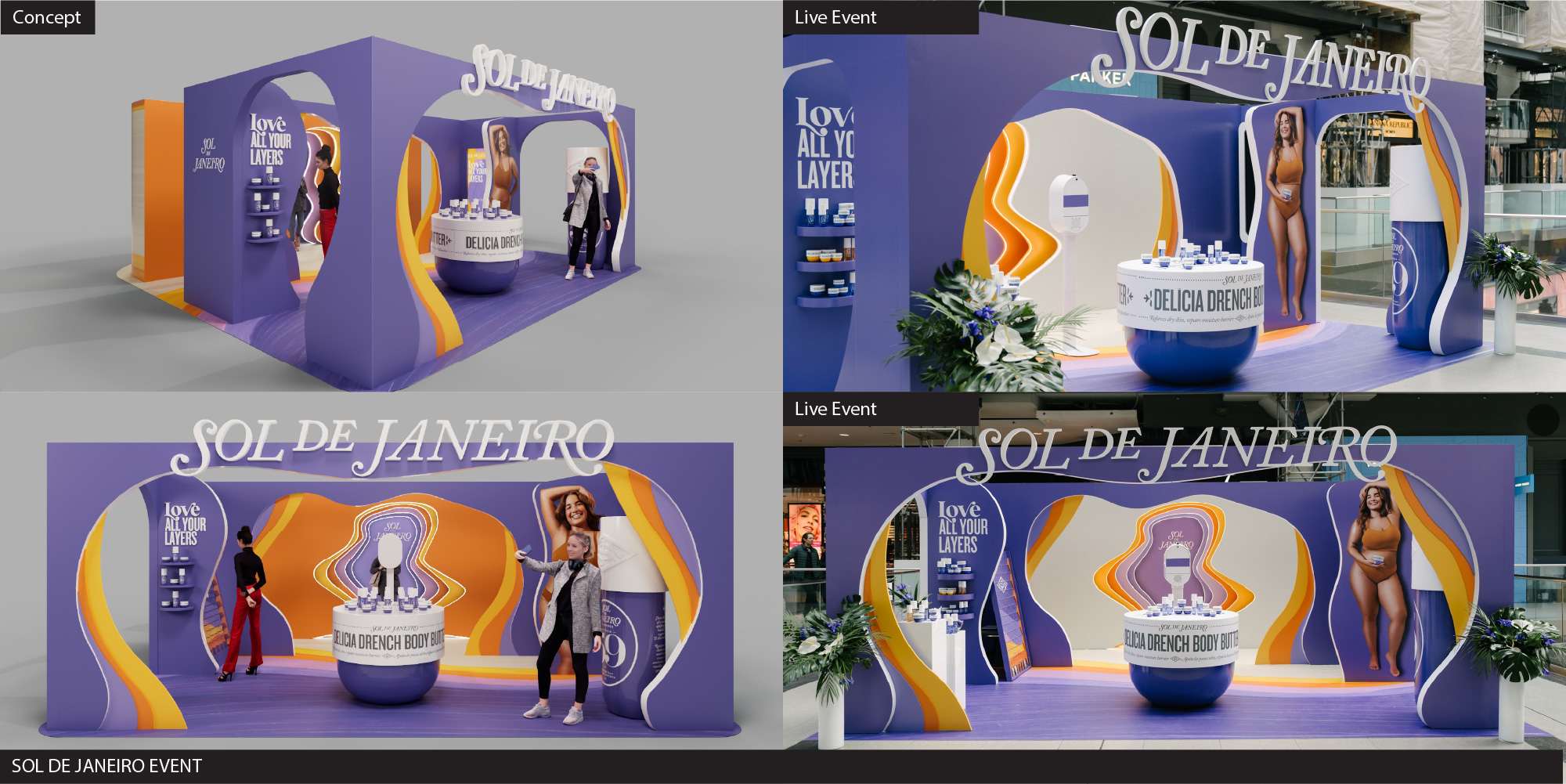 Sol de Janeiro purple event concept and live installation